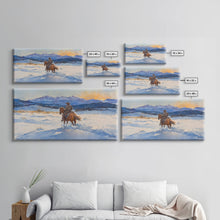 Load image into Gallery viewer, Cowboy In Golden Light Framed Canvas Print Tall Art Autumn Country Landscape Fall Decor Rustic Western Wall Art Farmhouse Decor Gift
