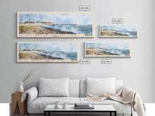 Load image into Gallery viewer, Belle-Île-en-Mer, France Watercolor Print, Vacation Gift, France Wall Art, Beach Painting, Beach Decor, Large Wall Art, Wood Frame Art
