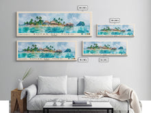Load image into Gallery viewer, Bocas del Toro , Panamá Watercolor Beach Print, Vacation Gift, Panamá Wall Art, Framed Canvas Print, Framed Beach Painting
