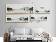 Carregar imagem no visualizador da galeria, Cannon Beach, Oregon Watercolor Beach Print, Vacation Gift, Oregon Wall Art, Framed Canvas Print, Framed Beach Painting
