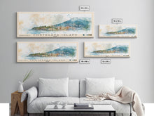 Load image into Gallery viewer, Cortegada Island, Spain Watercolor Beach Print, Vacation Gift, Spain Wall Art, Framed Canvas Print, Framed Beach Painting
