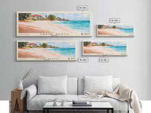 Load image into Gallery viewer, Crane Beach, Barbados Watercolor Beach Print, Vacation Gift, Barbados Wall Art, Framed Canvas Print, Framed Beach Painting
