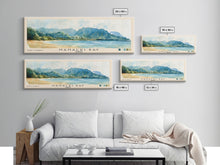 Cargar imagen en el visor de la galería, Hanalei Bay, Hawaii Watercolor Beach Print, Vacation Gift, Hawaii Wall Art, Framed Canvas Print, Framed Beach Painting
