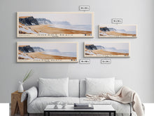 Cargar imagen en el visor de la galería, Hofsós Beach, Iceland Watercolor Beach Print, Vacation Gift, Iceland Wall Art, Framed Canvas Print, Framed Beach Painting
