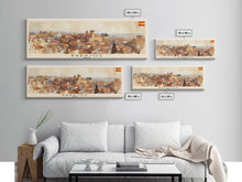 Carregar imagem no visualizador da galeria, Badajoz Spain Wall Art, Panoramic Travel Poster, Panoramic Framed Canvas Print, City Wall Art, Wall Hanging Home Decor, Travel Art
