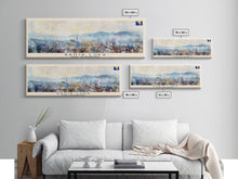 Load image into Gallery viewer, Banja Luka Bosnia Panoramic Travel Poster, Framed Canvas Print or Metal Wall Art, Travel Art, Home Decor, Panoramic Painting, Midcentury Art
