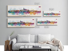 Load image into Gallery viewer, Bratislava Slovakia Wall Art, Panoramic Travel Poster, Panoramic Framed Canvas Print, City Wall Art, Wall Hanging Home Decor, Travel Art
