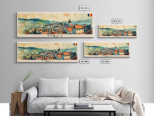 Load image into Gallery viewer, Braila Romania Travel Art, City Art, Framed Canvas Print or Metal Wall Art, Europe Travel Poster, Panoramic Wall Art, Extra Wide Wall Art
