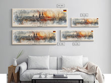 Cargar imagen en el visor de la galería, Cologne Germany Panoramic Travel Poster, Framed Canvas Print or Metal Wall Art, Travel Art, Home Decor, Panoramic Painting, Midcentury Art
