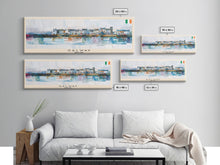 Carregar imagem no visualizador da galeria, Galway Ireland Panoramic Travel Poster, Framed Canvas Print or Metal Wall Art, Travel Art, Home Decor, Panoramic Painting, Midcentury Art
