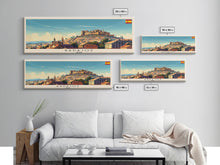 Carregar imagem no visualizador da galeria, Badajoz Spain Wall Art, Panoramic Travel Poster, Panoramic Framed Canvas Print, City Wall Art, Wall Hanging Home Decor, Travel Art
