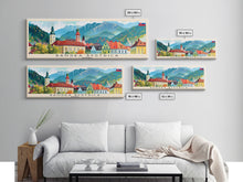 Load image into Gallery viewer, Banska Bystrica Wall Art, Panoramic Travel Poster, Panoramic Framed Canvas Print, City Wall Art, Wall Hanging Home Decor, Travel Art
