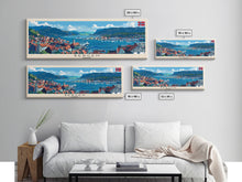 Load image into Gallery viewer, Bergen Norway Wall Art, Panoramic Travel Poster, Panoramic Framed Canvas Print, City Wall Art, Wall Hanging Home Decor, Travel Art
