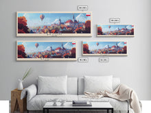 Load image into Gallery viewer, Bytom Poland Panoramic Travel Poster, Framed Canvas Print or Metal Wall Art, Travel Art, Home Decor, Panoramic Painting, Midcentury Art
