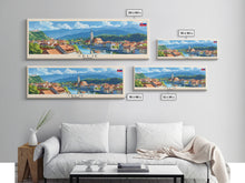 Cargar imagen en el visor de la galería, Celje Slovenia Panoramic Travel Poster, Framed Canvas Print or Metal Wall Art, Travel Art, Home Decor, Panoramic Painting, Midcentury Art
