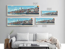 Cargar imagen en el visor de la galería, Charleroi Belgium Travel Print Wall Art, Panoramic City Art, Travel Art, Wall Decor, Vacation Gift, Framed Canvas Print Or Metal Art

