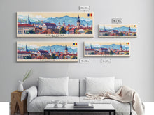 Load image into Gallery viewer, Craiova Romania Travel Print Wall Art, Panoramic City Art, Travel Art, Wall Decor, Vacation Gift, Framed Canvas Print Or Metal Art
