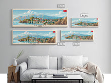 Load image into Gallery viewer, Denizli Turkey Wall Art, Panoramic Travel Poster, Panoramic Framed Canvas Print, City Wall Art, Wall Hanging Home Decor, Travel Art
