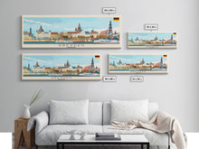 Load image into Gallery viewer, Dresde Germany Travel Art, City Art, Framed Canvas Print or Metal Wall Art, Europe Travel Poster, Panoramic Wall Art, Extra Wide Wall Art
