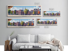 Load image into Gallery viewer, Eindhoven Netherlands Panoramic Travel Poster, Framed Canvas Print or Metal Wall Art, Travel Art, Home Decor, Panoramic Painting, Midcentury Art
