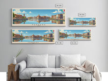 Load image into Gallery viewer, Ferrara Italy Travel Art, City Art, Framed Canvas Print or Metal Wall Art, Europe Travel Poster, Panoramic Wall Art, Extra Wide Wall Art
