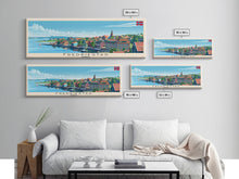 Carregar imagem no visualizador da galeria, Fredrikstad Norway Travel Art, City Art, Framed Canvas Print or Metal Wall Art, Europe Travel Poster, Panoramic Wall Art, Extra Wide Wall Art
