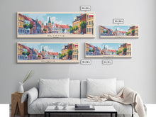 Carregar imagem no visualizador da galeria, Gliwice Poland Panoramic Travel Poster, Framed Canvas Print or Metal Wall Art, Travel Art, Home Decor, Panoramic Painting, Midcentury Art
