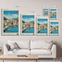 Carregar imagem no visualizador da galeria, Ålesund Norway Travel Poster Framed Canvas Print, Midcentury Modern Art, Pop Art Wall Decor, Living Room Art, Scenic Wall Art

