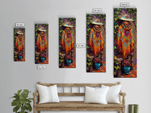 Carregar imagem no visualizador da galeria, Abstract Southwest Mexican Inspired Framed Oversized Vertical Art Print, Jalisco Style Canvas Painting Framed, Colorful Rustic Spanish Art
