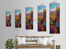 Cargar imagen en el visor de la galería, Colorful Landscape Art, Mountain Wall Art Print, Botanical Art for Kitchen, Impasto Canvas Painting Framed and Printed, Modern Wall Art
