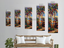 Load image into Gallery viewer, Abstract Canvas Painting of Beach Landscape, Palm Tree Art Print, Tall and Narrow Canvas Art of Ocean, Beachy Wall Art for Living Room
