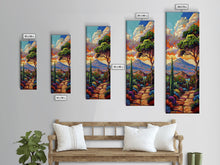 Load image into Gallery viewer, Colorful Textured Canvas Painting of Erupting Volcano Landscape, Tall and Narrow Vertical Art for Office, Mountain Wall Art Prints Framed

