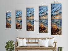 Load image into Gallery viewer, Coastal Watercolor Inspired Canvas Art Printed and Framed, Ocean Wave Beach Wall Art Print, Vertical Wall Art, Framed Bedroom Wall Art
