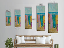 Load image into Gallery viewer, Colorful Laundry on Beach Landscape Art Print, Vertical Oversized Living Room Canvas Print Framed, Framed Wall Art for Laundry Room
