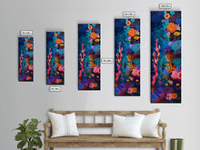 Load image into Gallery viewer, Colorful Underwater Art Print, Vibrant Wall Art Framed on Canvas, Black Light Poster, Fish Poster Art, Vertical Canvas Art, Living Room Art
