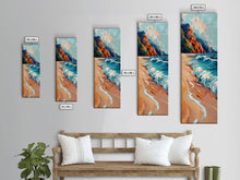 Load image into Gallery viewer, Coastal Tree Branches Overlooking Ocean Waves at Sunset, Modern Framed Canvas Print, Perfect for Seascape and Beach Wall Art Lovers
