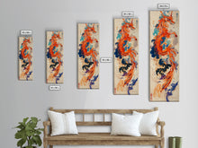 Load image into Gallery viewer, Majestic Red Dragon Soars Skinny Art Tall Art Japanese Ukiyo-e Inspired Mythical Creature Framed Canvas Print

