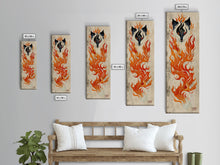 Load image into Gallery viewer, Fiery Kitsune Spirit Skinny Art Tall Art Japanese Ukiyo-e Inspired Mythical Creature Framed Canvas Print
