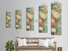 Load image into Gallery viewer, Skinny Art of Chrysanthemums in Soft Pastels with Intricate Petal Design on Framed Canvas Print
