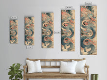 Load image into Gallery viewer, Mythical Japanese Dragon in Swirling Clouds – Skinny Art on Framed Canvas Print
