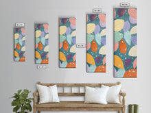 Cargar imagen en el visor de la galería, Floating Leaves in Soft Pastel Colors, Skinny Tall Art with Japanese Influence, Framed Canvas Print in Ukiyo-e Style
