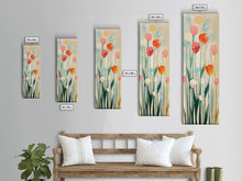 Carregar imagem no visualizador da galeria, Abstract Tulips, Pastel Colors, Japanese Art, Skinny Art, Tall Art, Framed Canvas Print, Ukiyo-e Style
