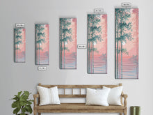 Load image into Gallery viewer, Bamboo Forest, Soft Pink Light, Japanese Art, Skinny Art, Tall Art, Framed Canvas Print, Ukiyo-e Style
