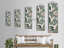 Load image into Gallery viewer, Cranes In Flight Framed Canvas Print, Traditional Japanese Art With Soft Colors And Detailed Wings, Wall Art Ready To Hang
