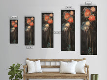 Cargar imagen en el visor de la galería, Colorful Fireworks Display Against A Dark Night Sky, Skinny Art Tall Wall Art Framed Canvas Print Japanese Style Art
