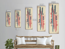 Carregar imagem no visualizador da galeria, Abstract Samurai Swords Framed Canvas Print Ukiyo-e Art Japanese Style Tall Art Skinny Art Wood Block Print
