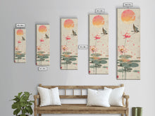Load image into Gallery viewer, Autumn Maple Leaves Falling Tall Skinny Japanese Wall Art - Framed Canvas Print in Ukiyo-e Style
