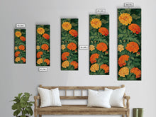 Load image into Gallery viewer, Delicate Pastel Flowers on Tall Stems Framed Canvas Print - Japanese Art Skinny Wall Décor
