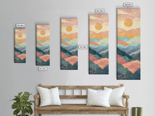 Carregar imagem no visualizador da galeria, Abstract Sunset Over Rolling Hills, Japanese Art-Inspired Tall Framed Canvas Print for Wall Art
