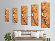 Carregar imagem no visualizador da galeria, Birds Among Autumn Leaves Japanese Style Tall Wall Art Skinny Framed Canvas Print Woodblock Print
